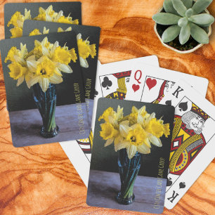Eigene, lebhafte, gelbe Daffodien noch im Leben Spielkarten