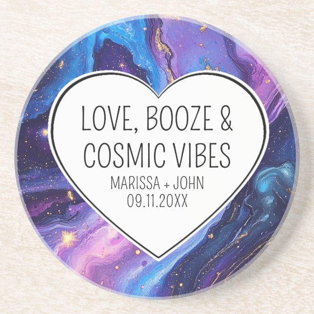 Eigene Liebe, Booze, Cosmic-Vibes-Hochzeit Getränkeuntersetzer (Vorne)