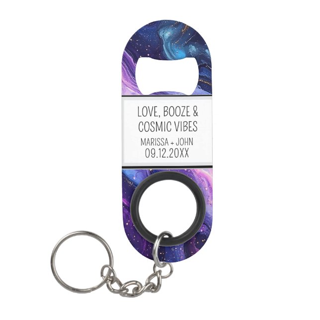 Eigene Liebe, Booze, Cosmic-Vibes-Hochzeit Mini Flaschenöffner (Vorderseite)