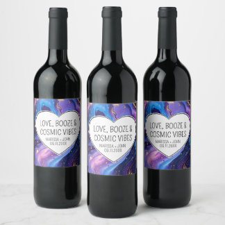 Eigene Liebe, Booze, Cosmic-Vibes-Hochzeit Weinetikett