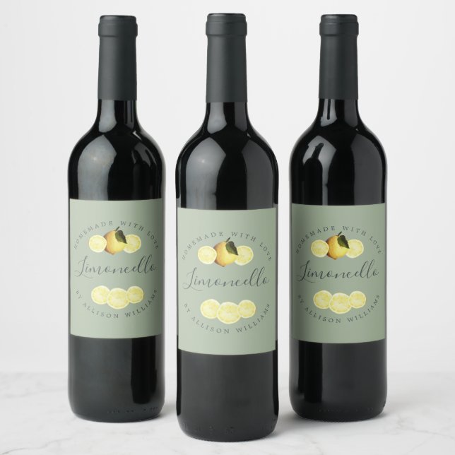 Eigene Limoncello Flasche Etikett Grün (Flaschen)