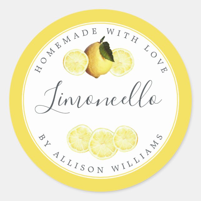 Eigene Limoncello-Marke Bright Yellow Runder Aufkleber (Vorderseite)