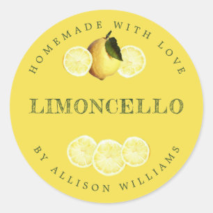 Eigene Limoncello-Marke Gelb Runder Aufkleber
