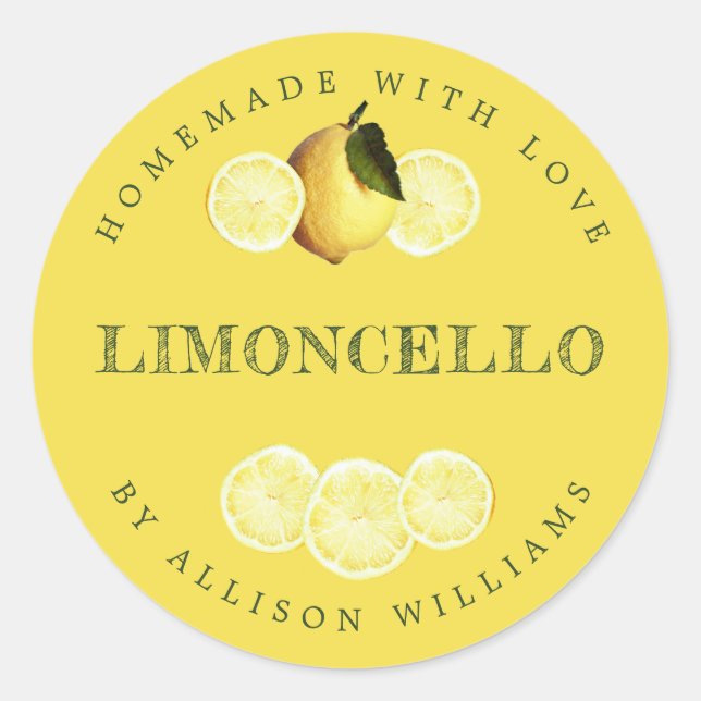 Eigene Limoncello-Marke Gelb Runder Aufkleber (Vorderseite)