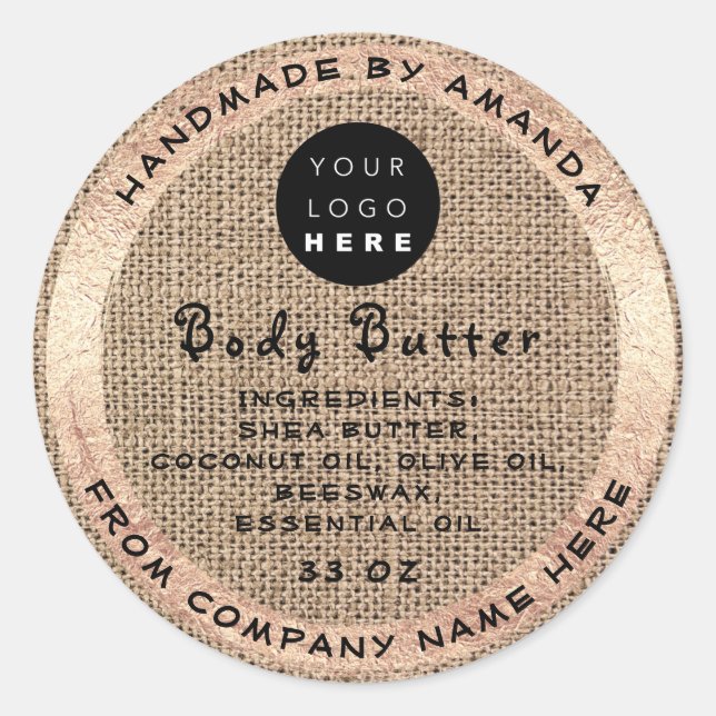 Eigene Logo-Handmade Name Body Butter Kosmetik Runder Aufkleber (Vorderseite)