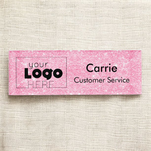 Eigene Logo-Hotline Rosa Glitzer Name des Mitarbei Namenschild