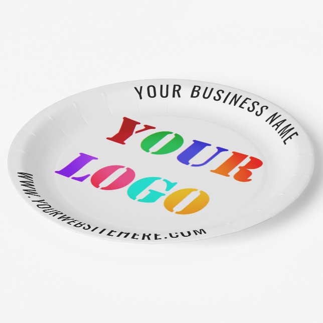 Eigene Logo-Werbeaktion für Ihr Business Paper-Tel Pappteller (Schrägansicht)