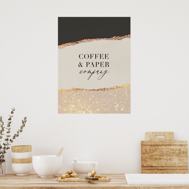 Eigene Logokombination Signieren Sie Black Creme G Poster (Küche)