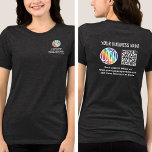 Eigene Logos und QR-Code für die Vorderseite Tri-Blend Shirt<br><div class="desc">Erstellen Sie Ihre eigenen, individuell bedruckten Firmenlogo-Scannerhemden für Werbung für Unternehmen oder für Uniformen für Mitarbeiter. Um Ihren eigenen QR-Code mit dem Generator zu erstellen, geben Sie einfach die URL der Website in die Vorlage ein. Alle Formulierungen sind einfach zu personalisieren oder zu löschen. Die Farben, Schriftart und die Transparenz...</div>