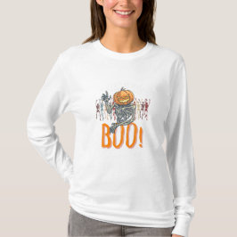 Eigene Marke Weiß und Orange Grunge Halloween T-Shirt