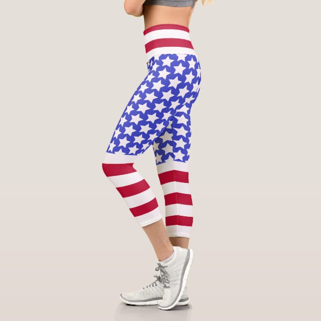 Eigene Markenbezeichnung Patriotische US Flagge Ca Capri Leggings (Links)