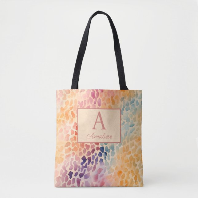 Eigene Monogramm Name Farbe Leopard Druck Tasche (Vorderseite)