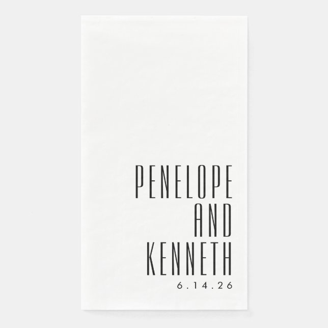 Eigene Namen Retro Typografie Wedding Classic Whit Serviette (Vorderseite)