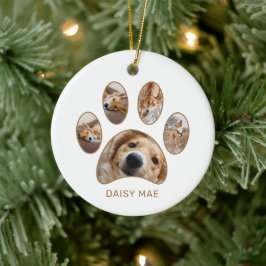 Eigene Paw Print Pet Name Jahr FotoCollage Keramik Ornament