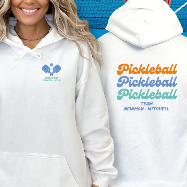 Eigene Pickleball Club Team Player Name Retro Hoodie (Von Creator hochgeladen)
