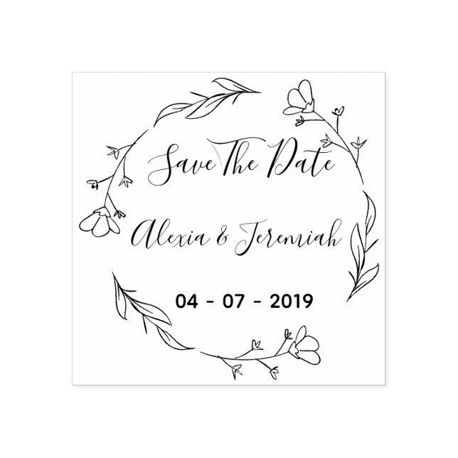Eigene rustikale Blüte Save the Date Gummistempel (Prägung)