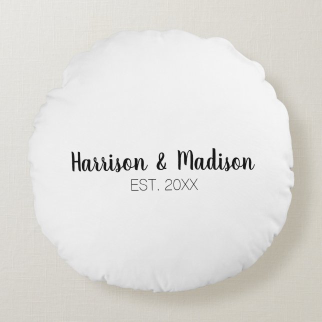 Eigene Skriptpaare heißen Hochzeiten Rundes Kissen (Vorderseite)