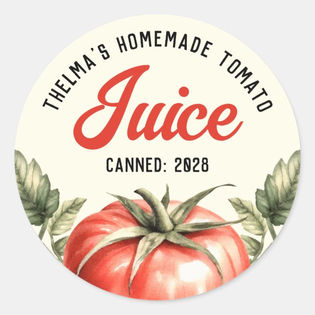 Eigene Tomatensaftkonserve Runder Aufkleber (Vorderseite)