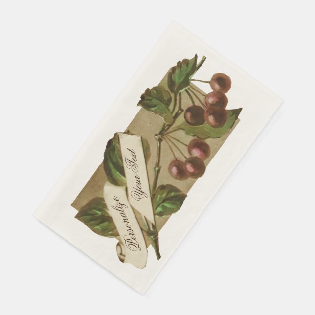 Eigene Vintage Kirschen Retro Frucht Alte Schule Serviette (Ecke)
