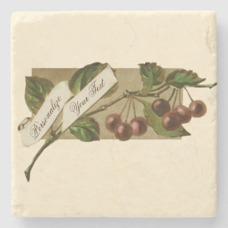 Eigene Vintage Kirschen Retro Frucht Alte Schule Steinuntersetzer