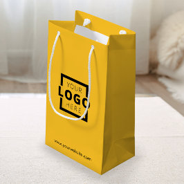 Eigene Werbung für gelbes Shopping-Logo Kleine Geschenktüte