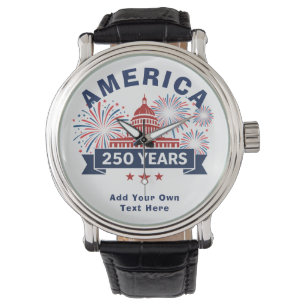 Eigenen Text hinzufügen Amerika 250 Weiße Haus Feu Armbanduhr