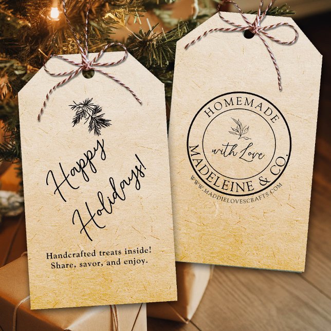 Eigener botanischer Sonderanfertigungsurlaub in Kr Geschenkanhänger (homemade christmas gift tag template artisan maker crafter kraft gifting sage small business brand)