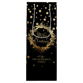 Eigener Eleganter Gold Schwarz Frohe Weihnachtsfei Geschenktüte Für Weinflaschen