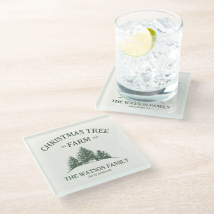 Eigener Familienname Weihnachtsbaumbaum Retro Glasuntersetzer