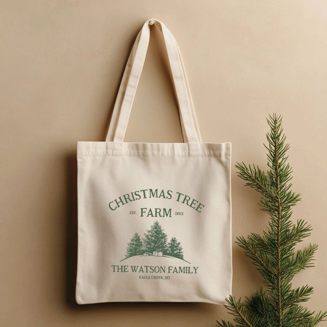 Eigener Familienname Weihnachtsbaumbaum Retro Tragetasche (Von Creator hochgeladen)