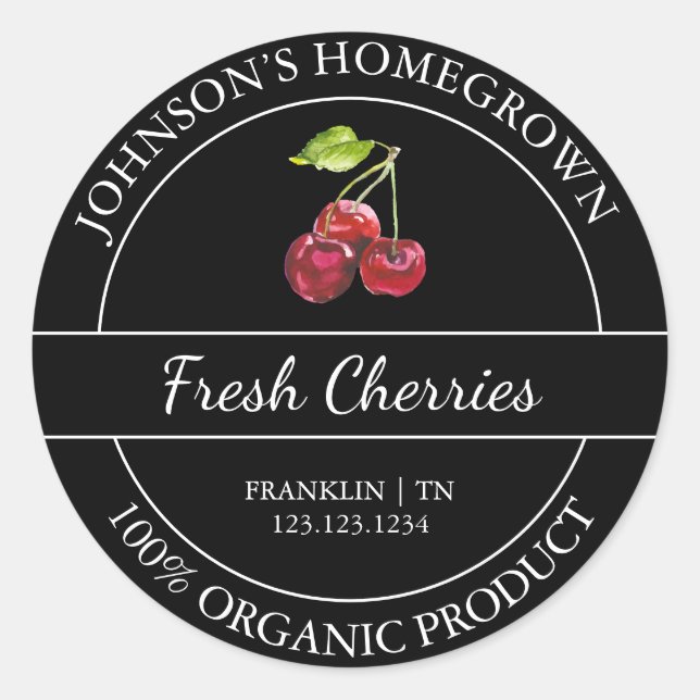 Eigener Garten Frische Bio Kirsche Runder Aufkleber (Vorderseite)
