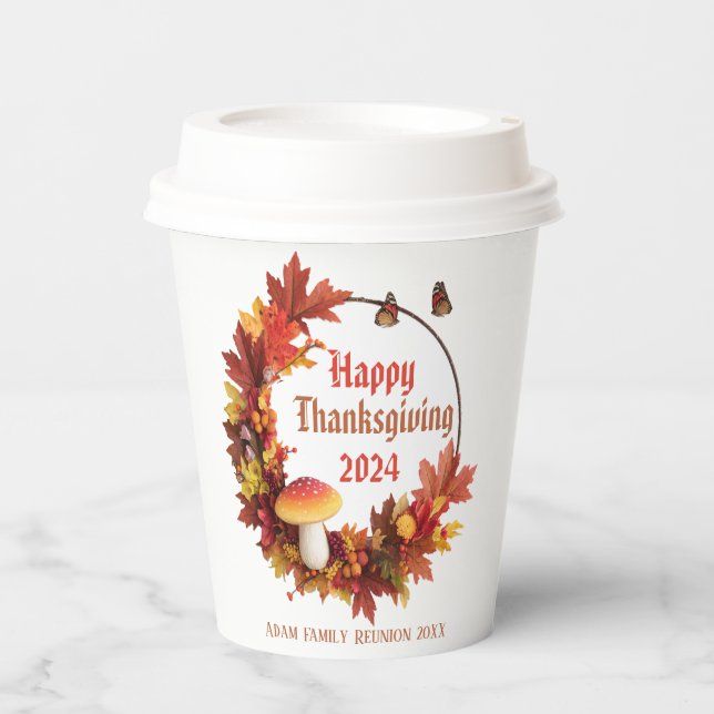 Eigener Herbst lässt glückliches Erntedankfest Pappbecher (Vorderseite)