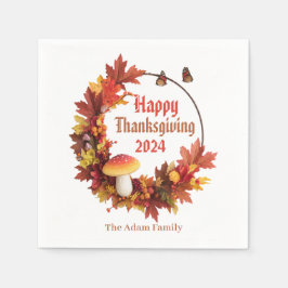 Eigener Herbst lässt glückliches Erntedankfest Serviette