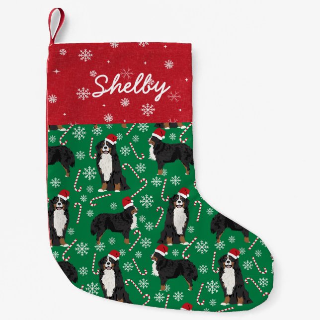 Eigener Hundename Bernese Mountain Hund Kleiner Weihnachtsstrumpf (Vorderseite)