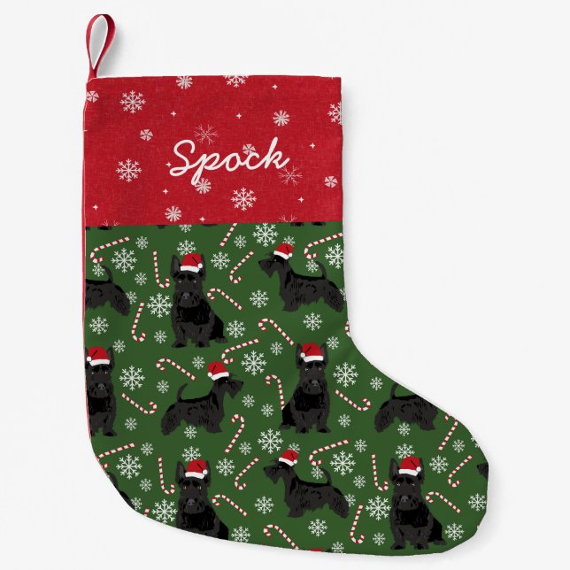 Eigener Hundename Scottie Hundeweihe Kleiner Weihnachtsstrumpf (Vorderseite)