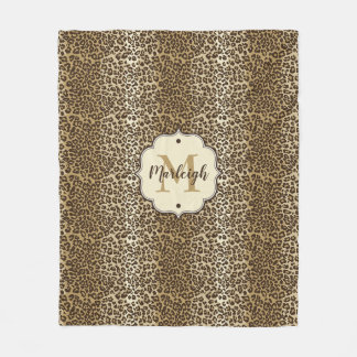 Eigener Leopardrucker Name des Monogramms Fleecedecke