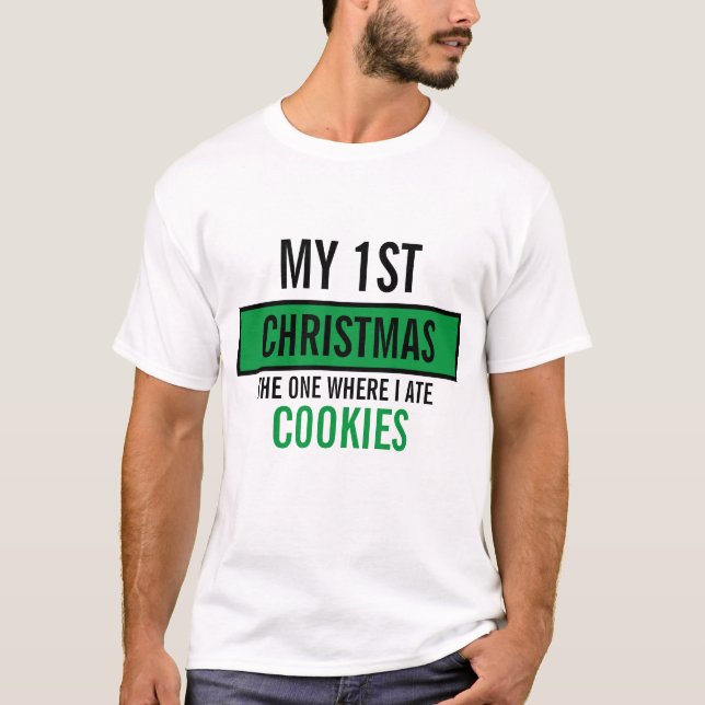 Eigener lustiger Keks 1. Weihnachten T-Shirt (Vorderseite)