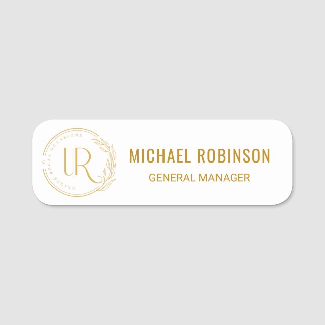 Eigener Name Gold Script Logo Magnetic Namensschild (Vorderseite)