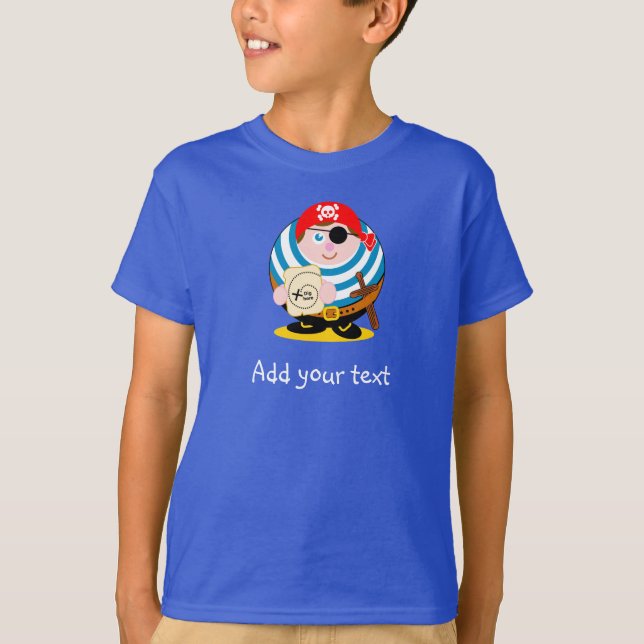 Eigener, niedlicher Pirat mit karibischer Schatzka T-Shirt (Vorderseite)
