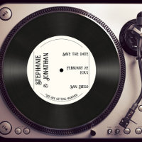 Eigener Retro-Vinyl-Datensatz Save the Date Vintag