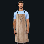 Eigener Rustikaler Monogramm Familienname Holzbüge Schürze<br><div class="desc">Retro coole personalisierte monogramm Grillen Schürze in einer rustikalen Buckholz-Design mit dem Familiennamen und Jahr etabliert. Gutes Geschenk für den Vatertag oder ein einzigartiges Geburtstagsgeschenk für den Vater, der Lieben zum Grillen. Das ist die holzstrukturierte Bauernversion.</div>