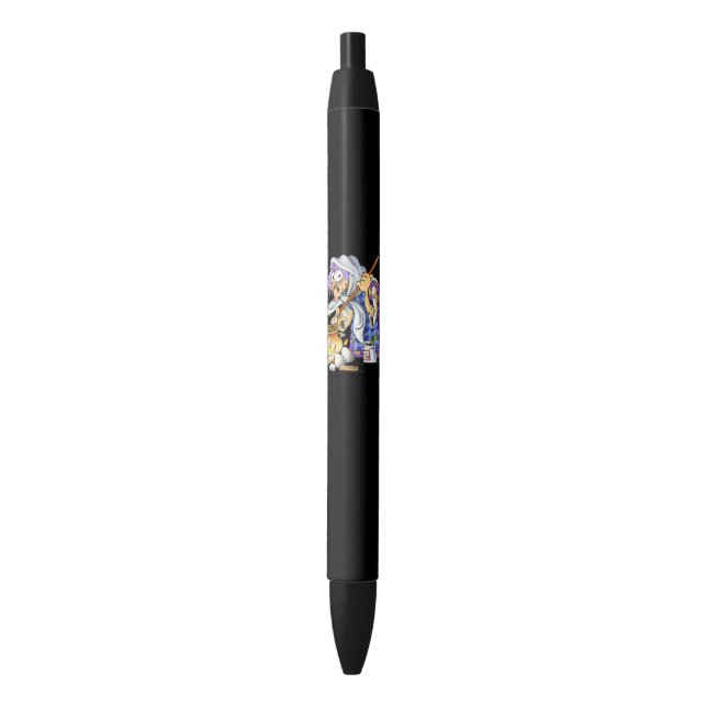 Eigener schwarzer Pen mit Lila Hexe Kugelschreiber (Vorderseite Vertikal)