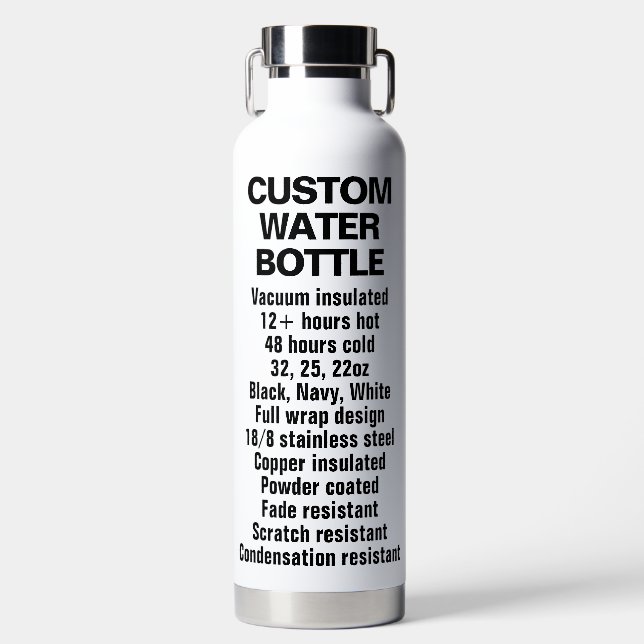 Eigener Stahl und Kupfer Flasche 32oz WEISS (Vorderseite)
