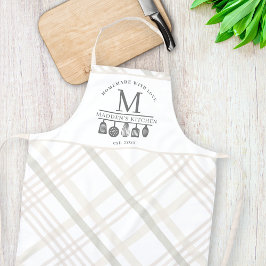 Eigener Text | Beige White Buffalo Kariert Monogra Schürze