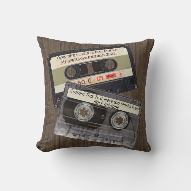 Eigener Text | Retro-Liebe-Kassetten-Mischband Kissen (Vorderseite)