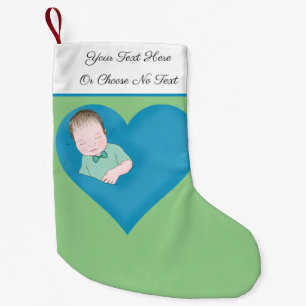Eigener Text   Schlafende Baby Boy Liebe Blue Hear Kleiner Weihnachtsstrumpf