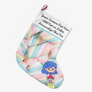 Eigener Text. Sweet Leckereien Pastel Kawaii Candy Großer Weihnachtsstrumpf