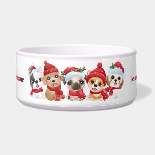 Eigener Text Weihnachten Welpen Heimtierschale Napf (Vorderseite)