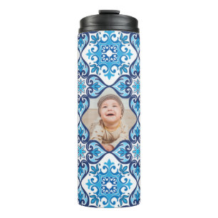 Eigenes Bild, blaue und weiße Azulejos Thermosbecher