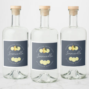 Eigenes dunkelblaues Limoncello-Label Alkoholflaschenetikett